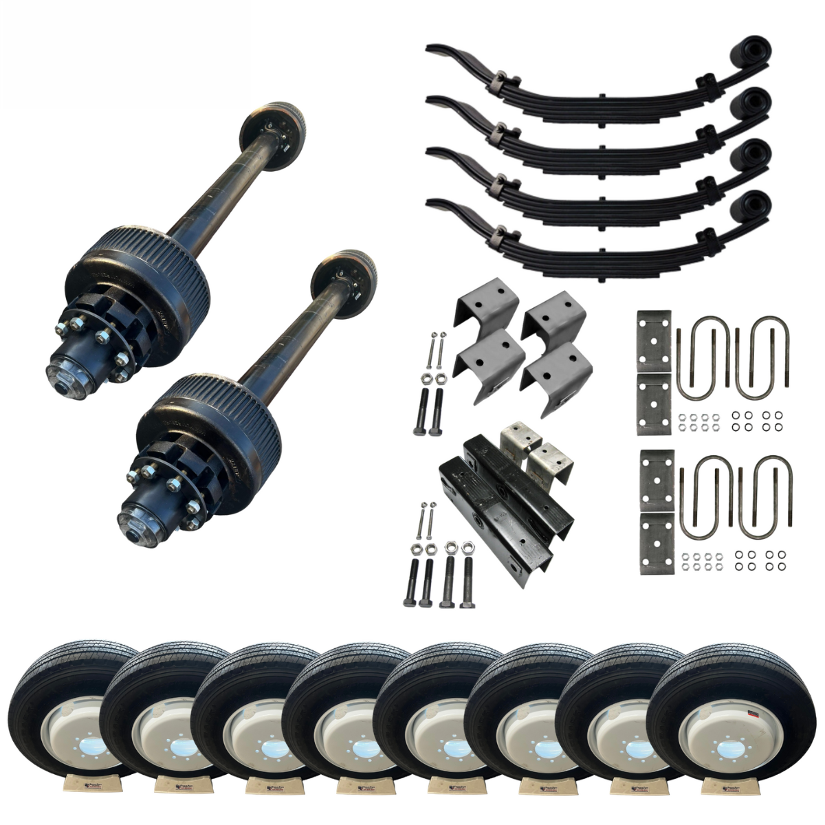 12,000 lb Carter Triple Trailer Axle Tire Wheel Kit - 16" Black Duals