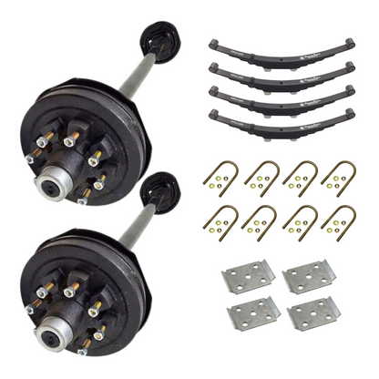 7k Carter Tandem ELECTRIC BRAKE AXLE WITH DOUBLE EYE SPRINGS AND U BOLT KIT