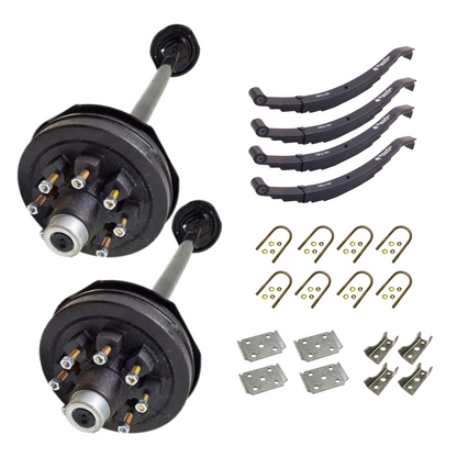 7k Carter Tandem ELECTRIC BRAKE AXLE WITH TPU-161 Slipper Springs AND U BOLT KIT