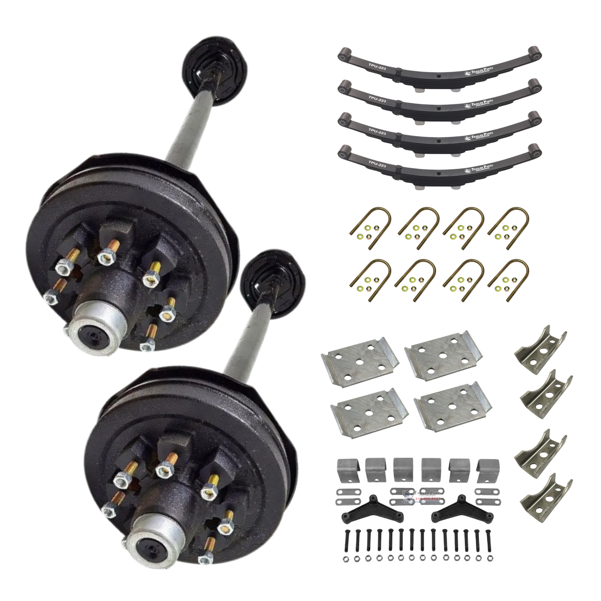 7K KC Electric Brake Tandem Axle Trailer Kit w/ Double Eye Springs