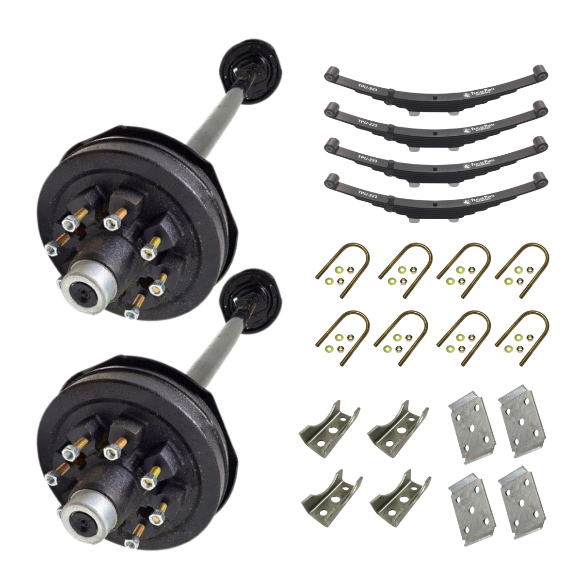 7k Carter Tandem ELECTRIC BRAKE AXLE WITH DOUBLE EYE SPRINGS AND U BOLT KIT