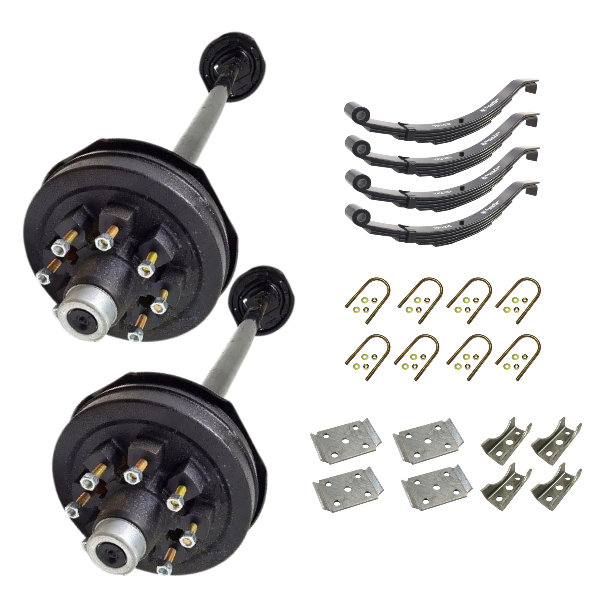 7k Carter Tandem ELECTRIC BRAKE AXLE WITH TPU-232 Slipper Springs AND U BOLT KIT