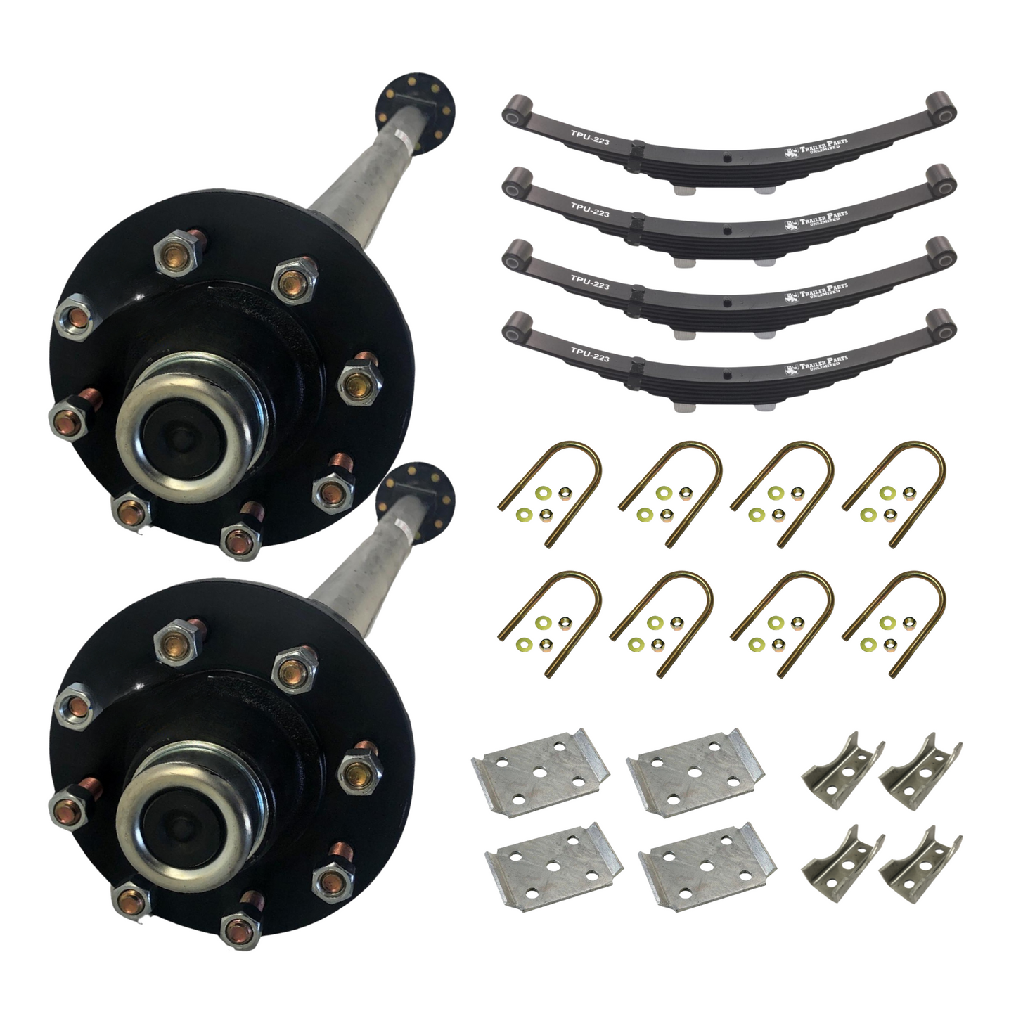 7k Carter Tandem idler AXLE WITH DOUBLE EYE SPRINGS AND U BOLT KIT