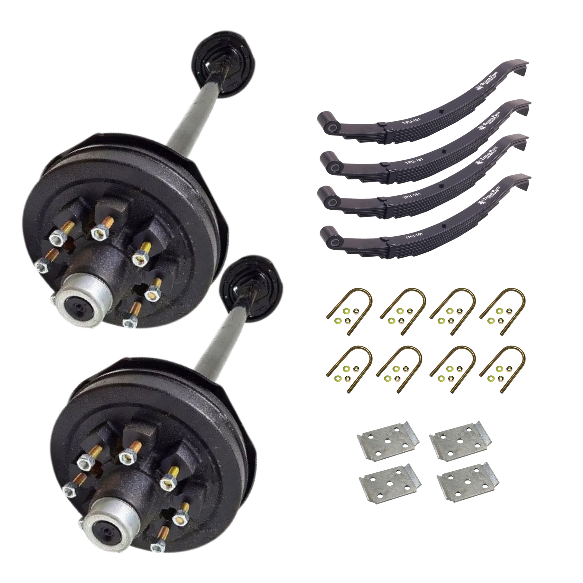 7k Carter Tandem ELECTRIC BRAKE AXLE WITH TPU-161 Slipper Springs AND U BOLT KIT