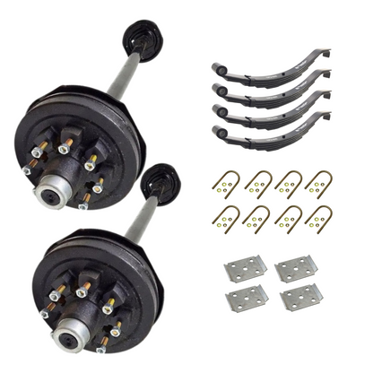 7k Carter Tandem ELECTRIC BRAKE AXLE WITH TPU-232 Slipper Springs AND U BOLT KIT