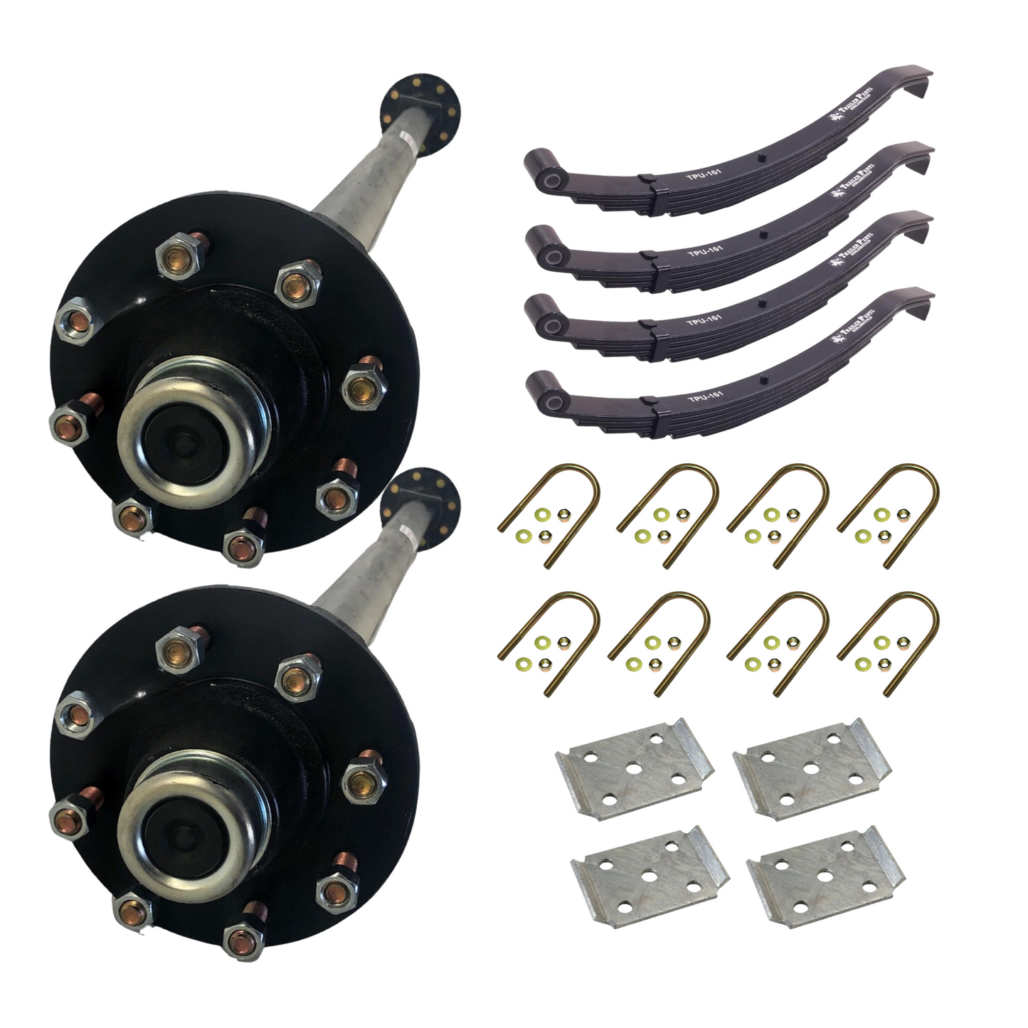 7k Carter Tandem idler AXLE WITH TPU-161 Slipper Springs AND U BOLT KIT