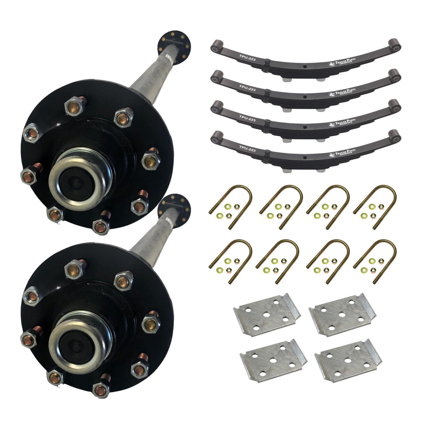 7k Carter Tandem idler AXLE WITH DOUBLE EYE SPRINGS AND U BOLT KIT