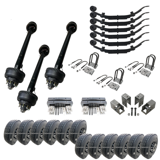 10,000 lb Carter Triple Trailer Axle Tire Wheel Kit - 16" Black Duals