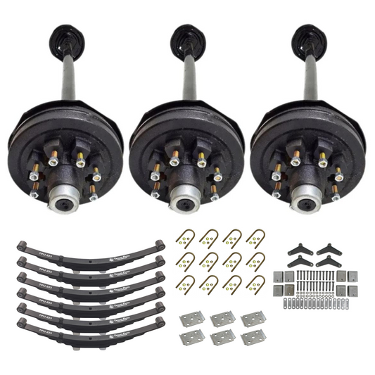 7K KC Electric Brake Triple Axle Trailer Kit w/ Double Eye Springs