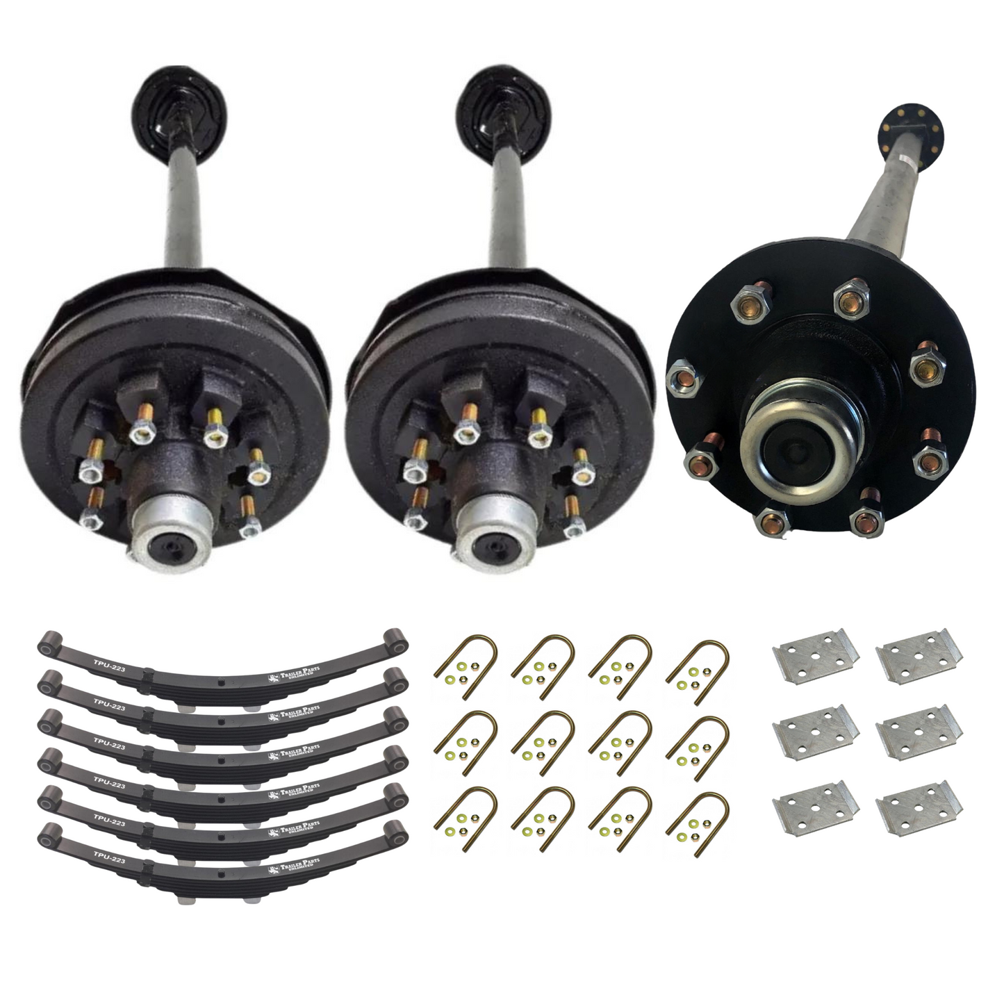 7k Carter Triple Medium Duty AXLE WITH TPU-232 Slipper Springs AND U BOLT KIT