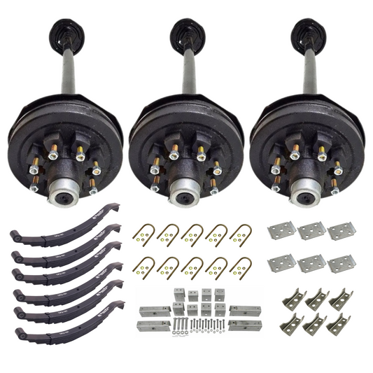 7K KC Electric Brake Triple Axle Trailer Kit w/ TPU-161 Slipper Springs