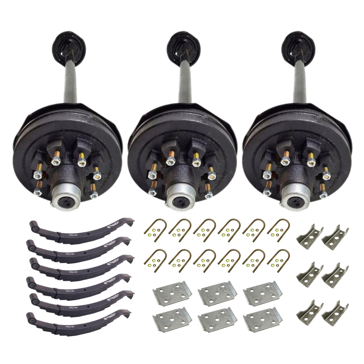 7k Carter Triple ELECTRIC BRAKE AXLE WITH TPU-161 Slipper Springs AND U BOLT KIT