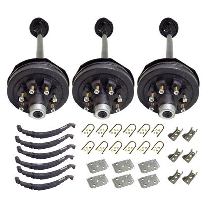 7k Carter Triple ELECTRIC BRAKE AXLE WITH TPU-161 Slipper Springs AND U BOLT KIT