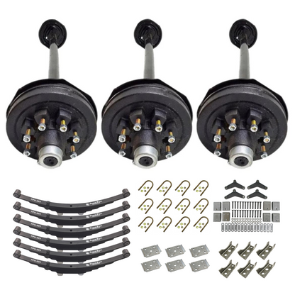 7K KC Electric Brake Triple Axle Trailer Kit w/ Double Eye Springs