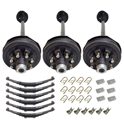 7k Carter Triple ELECTRIC BRAKE AXLE WITH DOUBLE EYE SPRINGS AND U BOLT KIT