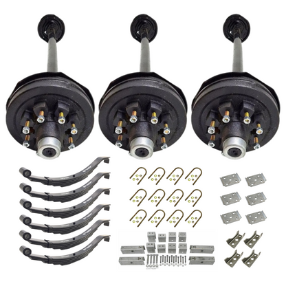 7K KC Electric Brake Triple Axle Trailer Kit w/ TPU-232 Slipper Springs