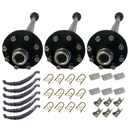 7k Carter Triple idler AXLE WITH TPU-161 Slipper Springs AND U BOLT KIT