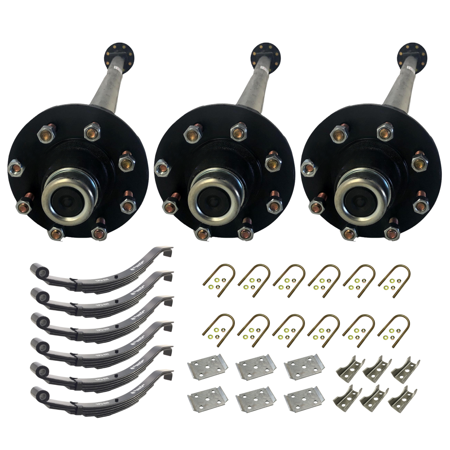 7k Carter Triple idler AXLE WITH TPU-232 Slipper Springs AND U BOLT KIT