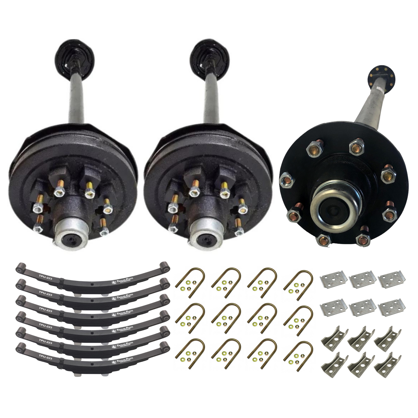 7k Carter Triple Medium Duty AXLE WITH TPU-232 Slipper Springs AND U BOLT KIT