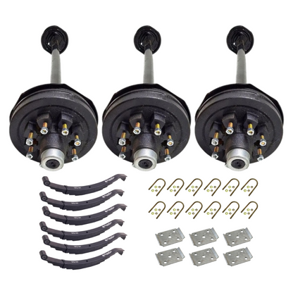 7k Carter Triple ELECTRIC BRAKE AXLE WITH TPU-161 Slipper Springs AND U BOLT KIT