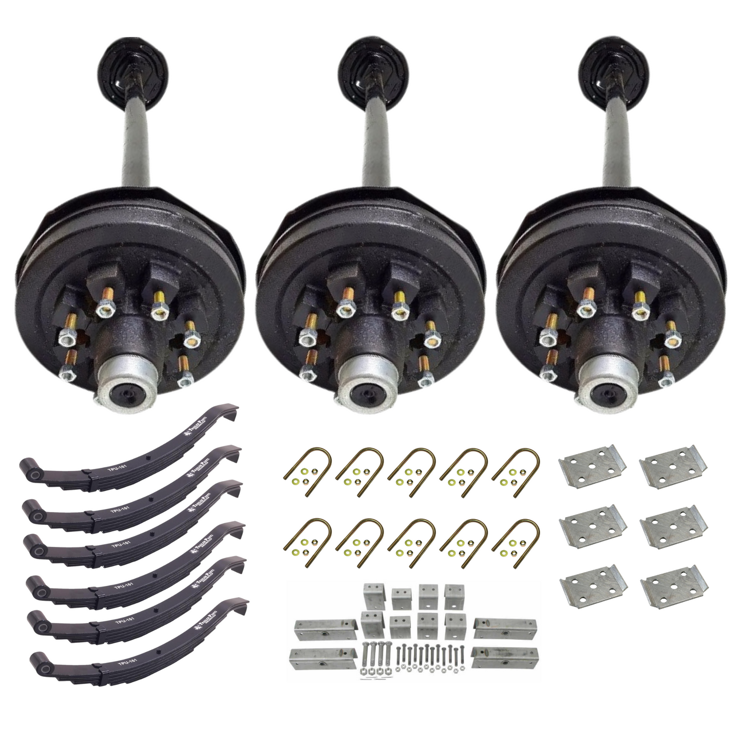 7K KC Electric Brake Triple Axle Trailer Kit w/ TPU-161 Slipper Springs