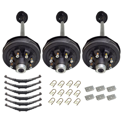 7k Carter Triple ELECTRIC BRAKE AXLE WITH DOUBLE EYE SPRINGS AND U BOLT KIT