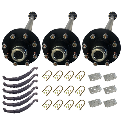 7k Carter Triple idler AXLE WITH TPU-161 Slipper Springs AND U BOLT KIT