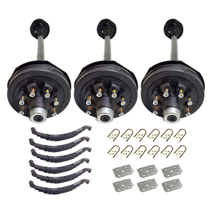 7k Carter Triple ELECTRIC BRAKE AXLE WITH TPU-161 Slipper Springs AND U BOLT KIT