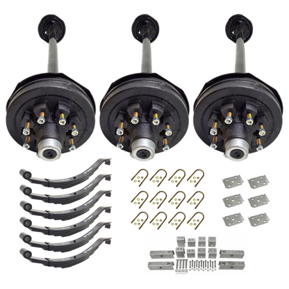 7K KC Electric Brake Triple Axle Trailer Kit w/ TPU-232 Slipper Springs