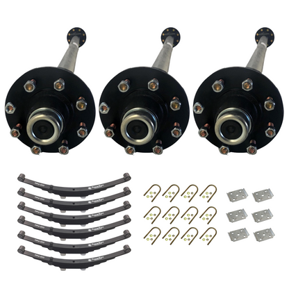 7k Carter Triple idler AXLE WITH DOUBLE EYE SPRINGS AND U BOLT KIT