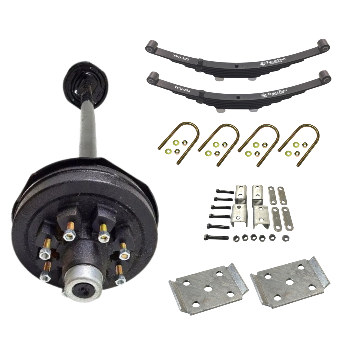 7K KC Electric Brake Single Axle Trailer Kit w/ Double Eye Springs