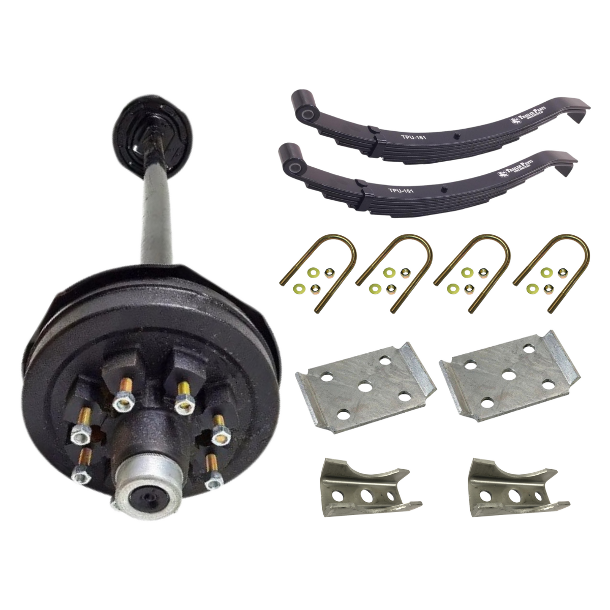 7K CARTER ELECTRIC BRAKE AXLE WITH TPU-161 Slipper Springs AND U BOLT KIT