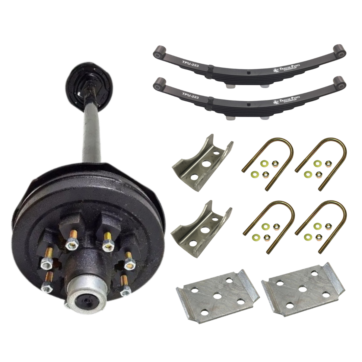 7K CARTER ELECTRIC BRAKE AXLE WITH DOUBLE EYE SPRINGS AND U BOLT KIT