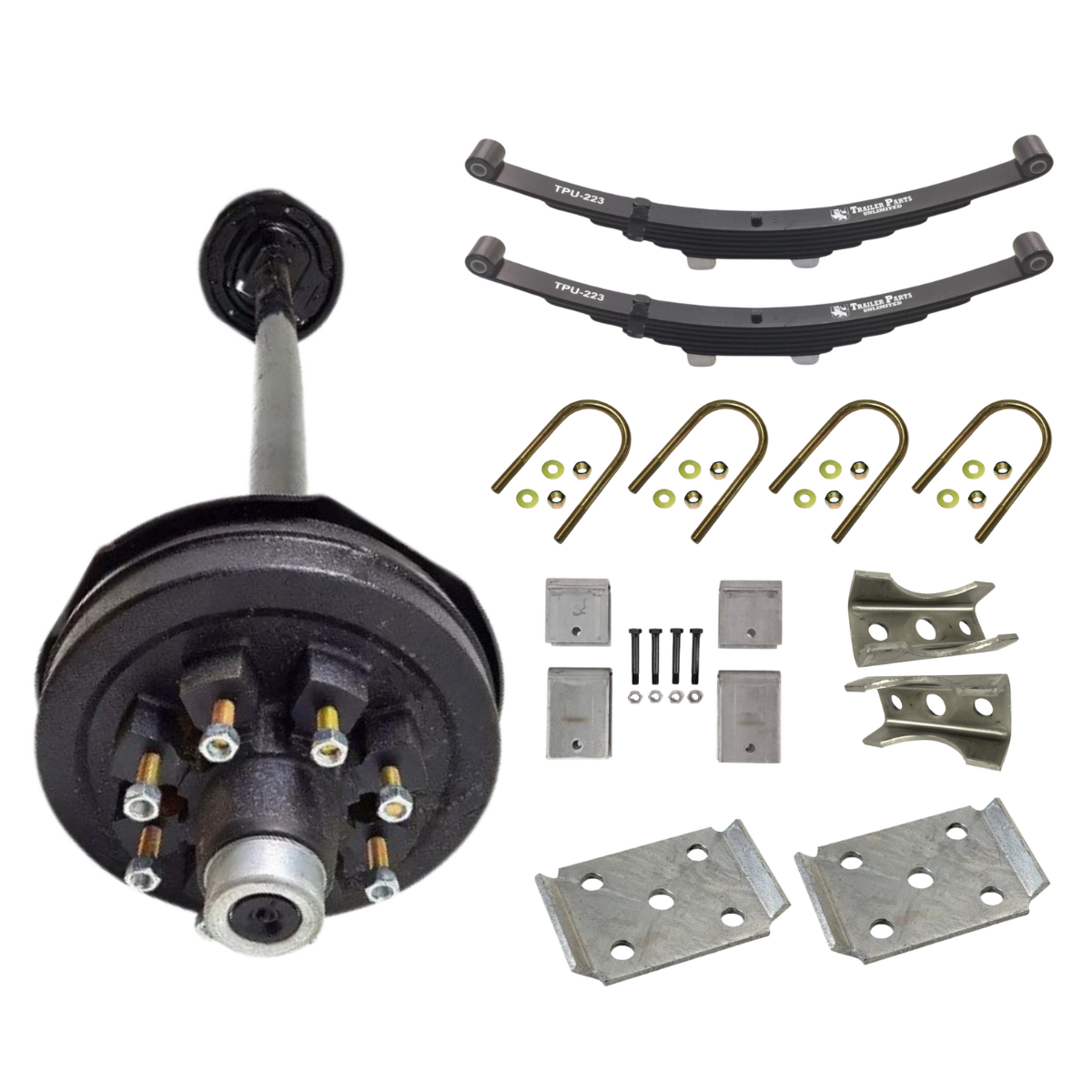 7K KC Electric Brake Single Axle Trailer Kit w/ TPU-232 Slipper Springs