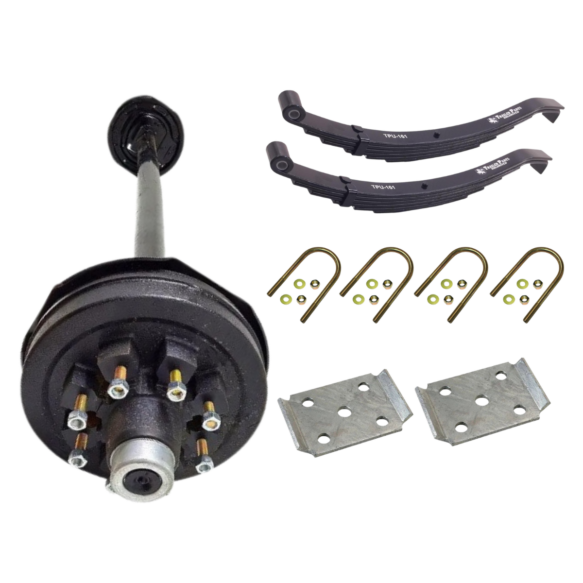 7K CARTER ELECTRIC BRAKE AXLE WITH TPU-161 Slipper Springs AND U BOLT KIT