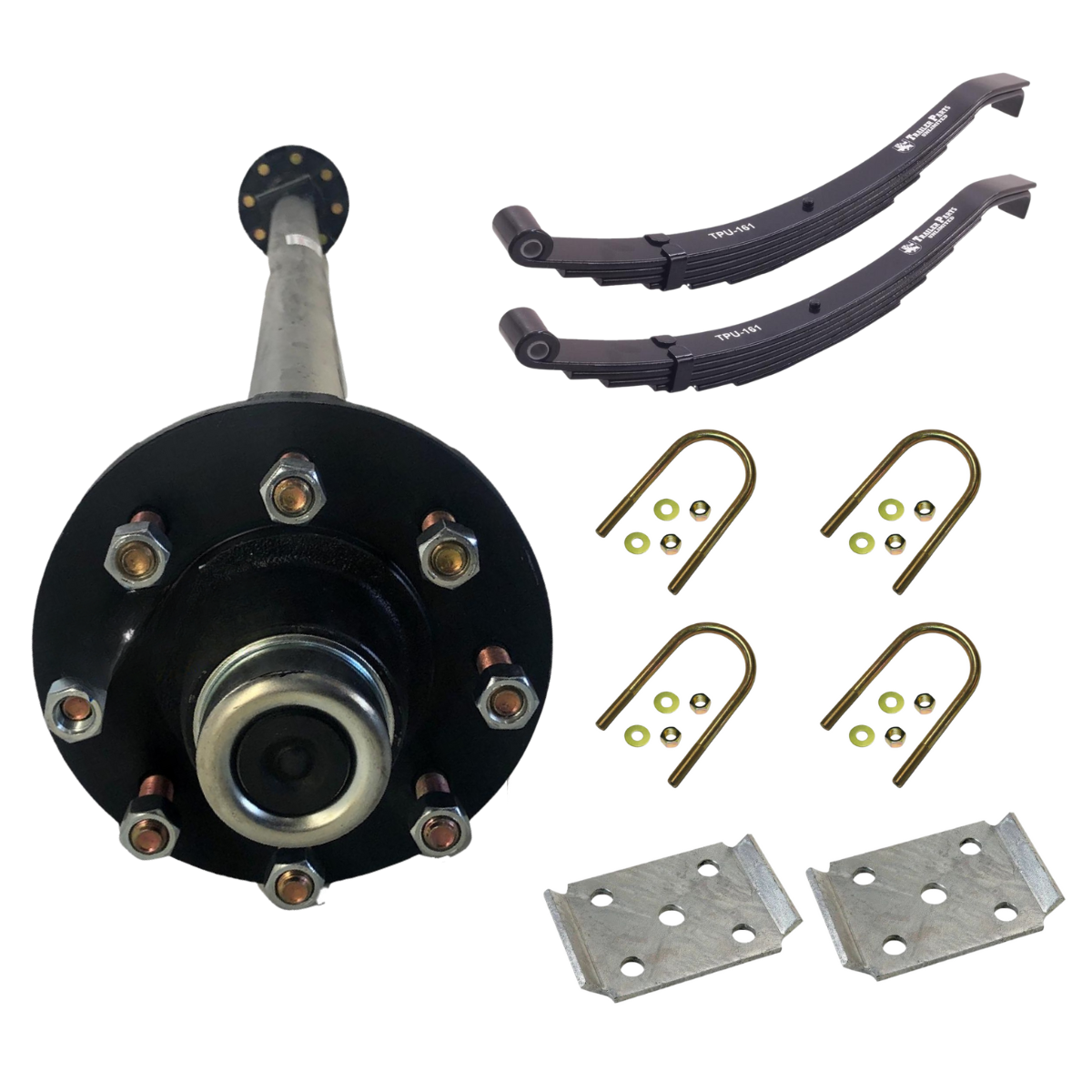 7K CARTER idler AXLE WITH TPU-161 Slipper Springs AND U BOLT KIT